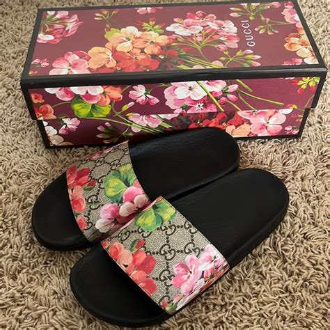 gucci flower slides fake|gucci slides with butterfly.